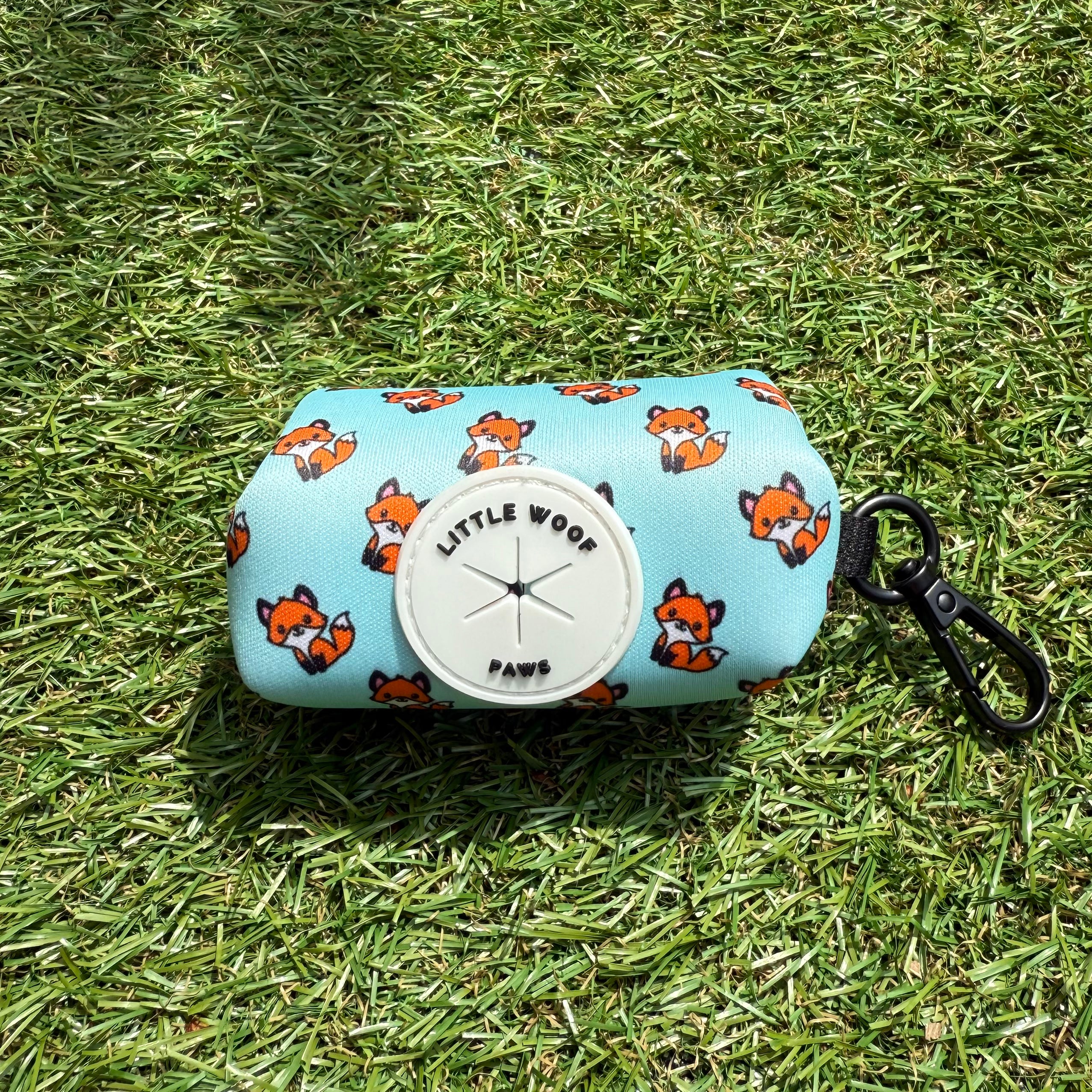 Honden zakjeshouder blauw met vosjes - Fur & Fox